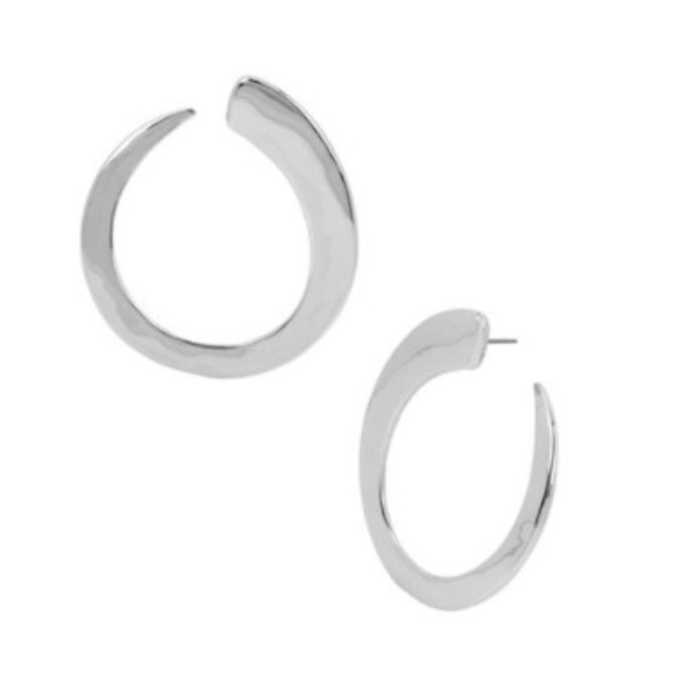 Robert Lee Morris Soho Hammered Circular Hoop Earrings-SILVER